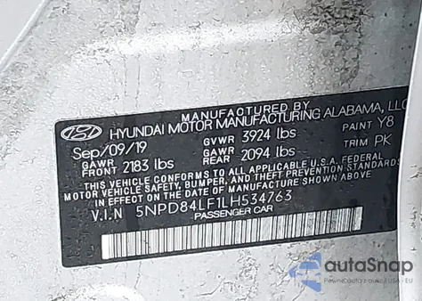 2020 Hyundai Elantra Sel from USA, damaged, VIN 5NPD84LF1LH534763